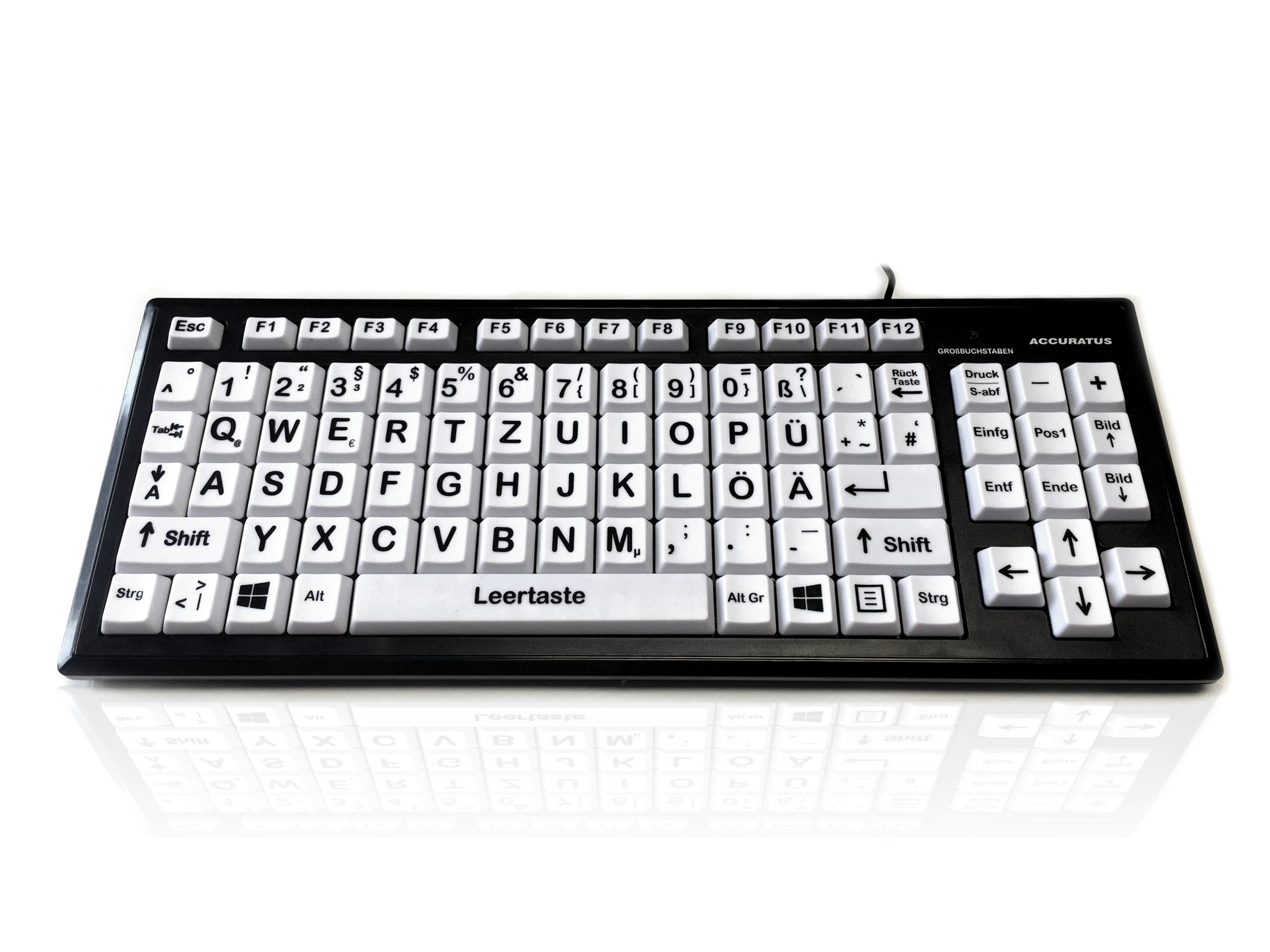 Ceratech KYB-MON2BLK-UCGR Wired USB Vision Impairment Keyboard, QWERTZ (German), White