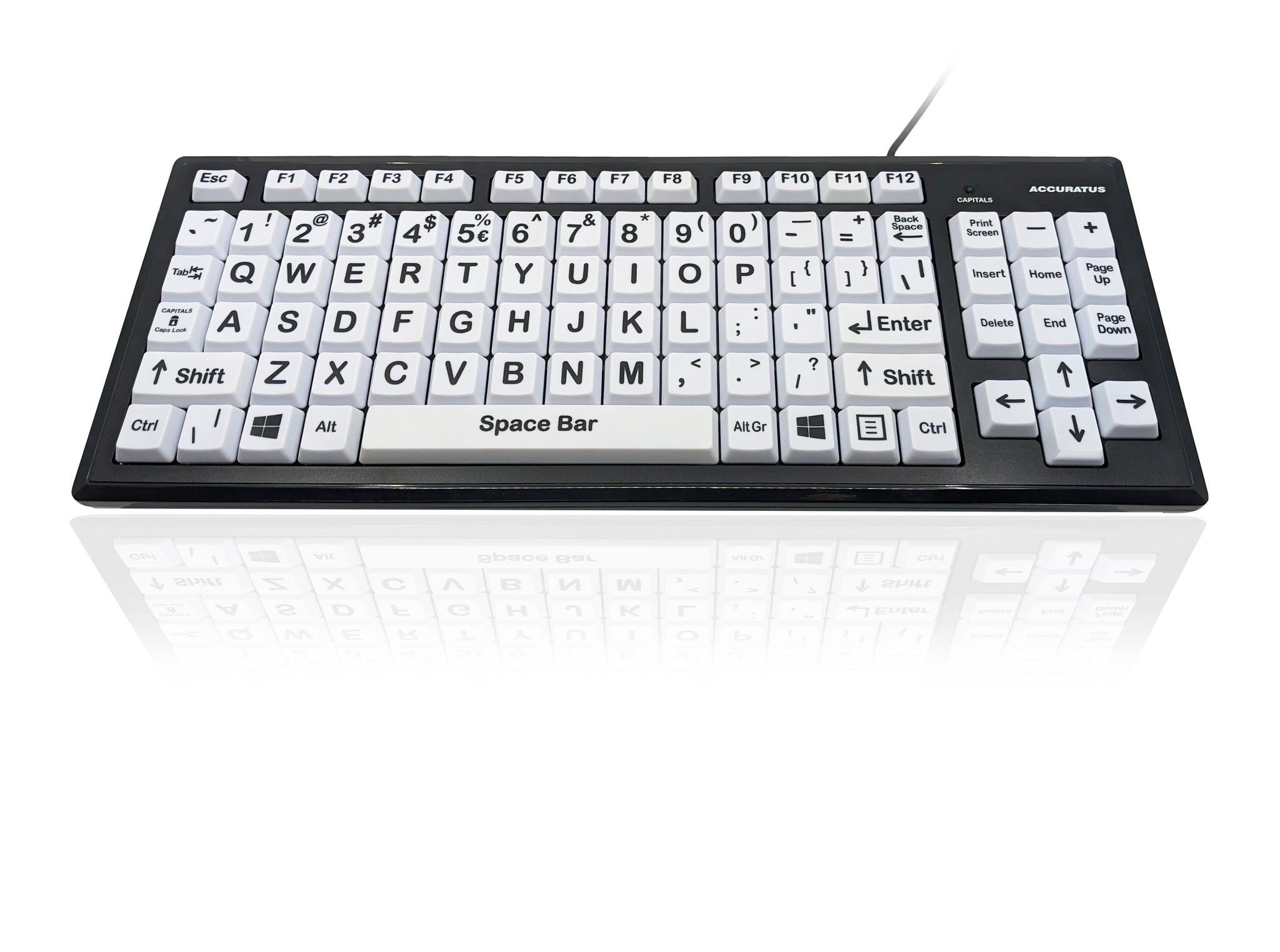 Ceratech KYB-MON2BLK-UCUS Wired USB Vision Impairment Keyboard, QWERTY (US), White