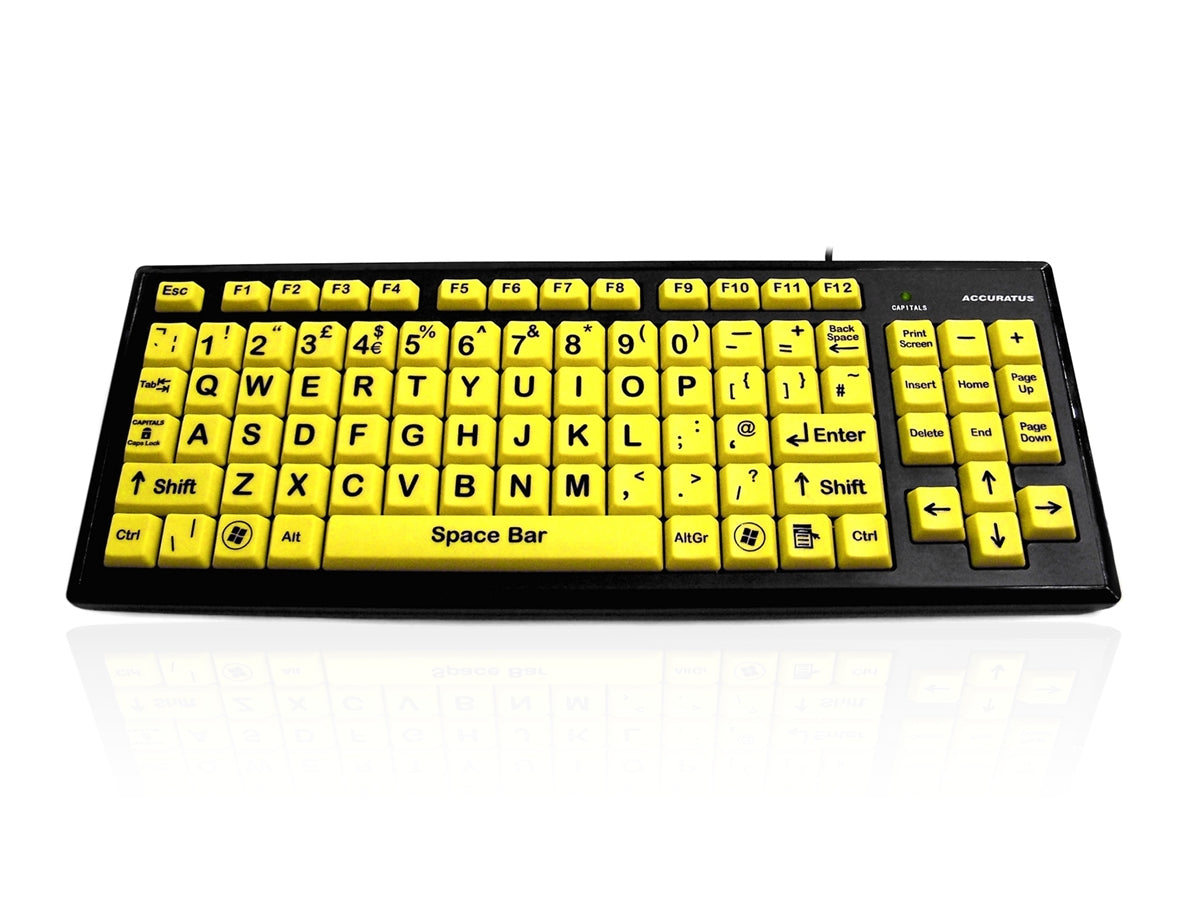 Ceratech KYB-MON2VIS-UCUH Wired USB Vision Impairment Keyboard, QWERTY (UK), Yellow