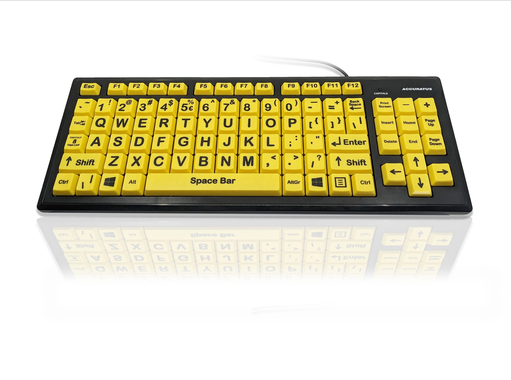 Ceratech KYB-MON2VIS-UCUS Wired USB Vision Impairment Keyboard, QWERTY (US), Yellow