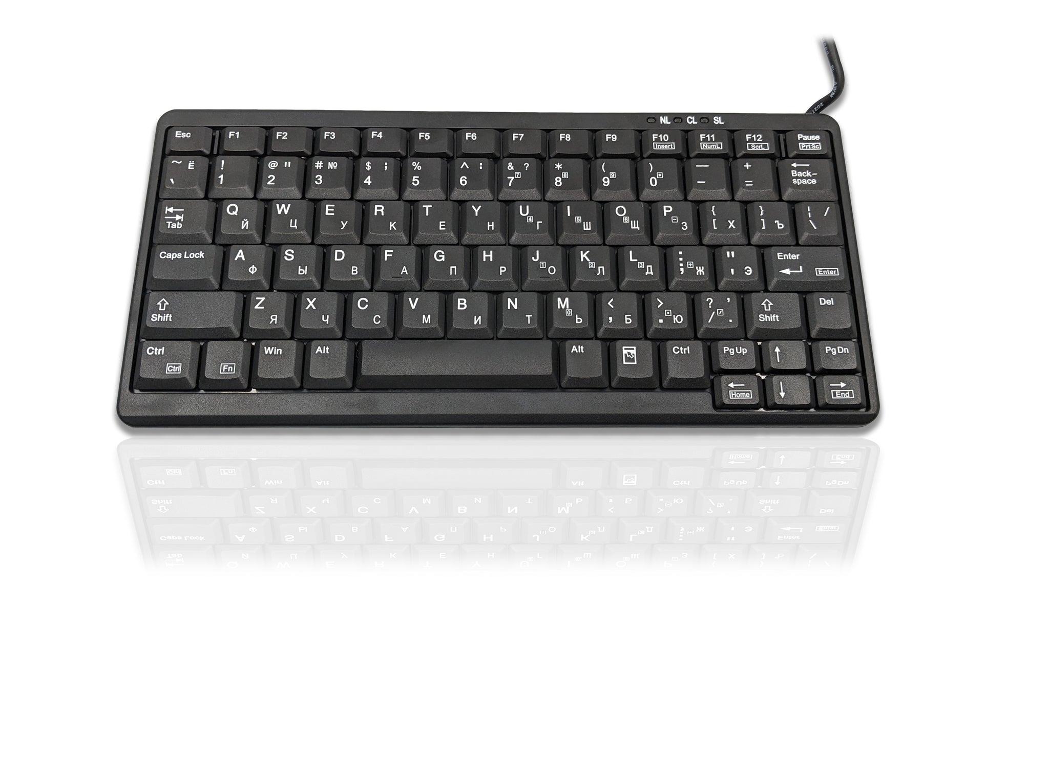 Ceratech KYB500-K82A-15CY Wired PS2, USB Compact Keyboard, QWERTY (Cyrillic), Black