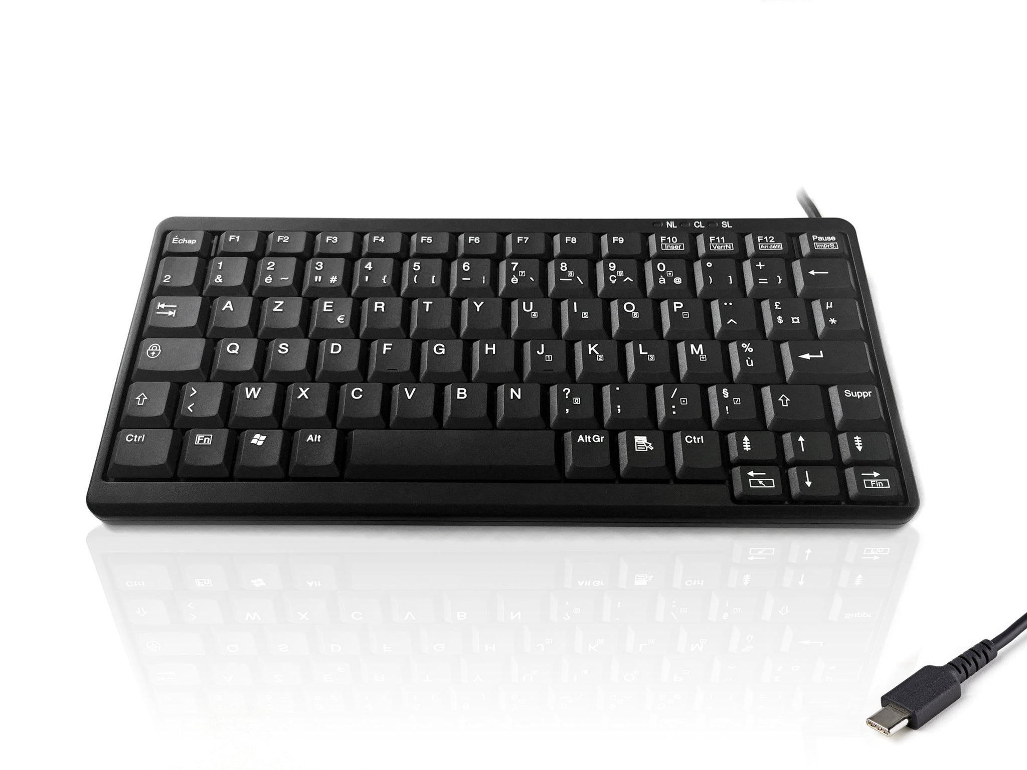 Ceratech KYB500-K82A-FR-C Wired USB Compact Keyboard, QWERTY (French), Black