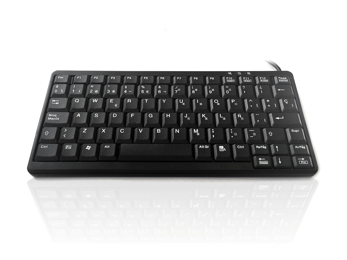 Ceratech KYB500-K82A-SP Wired PS2, USB Compact Keyboard, QWERTY (Spain), Black