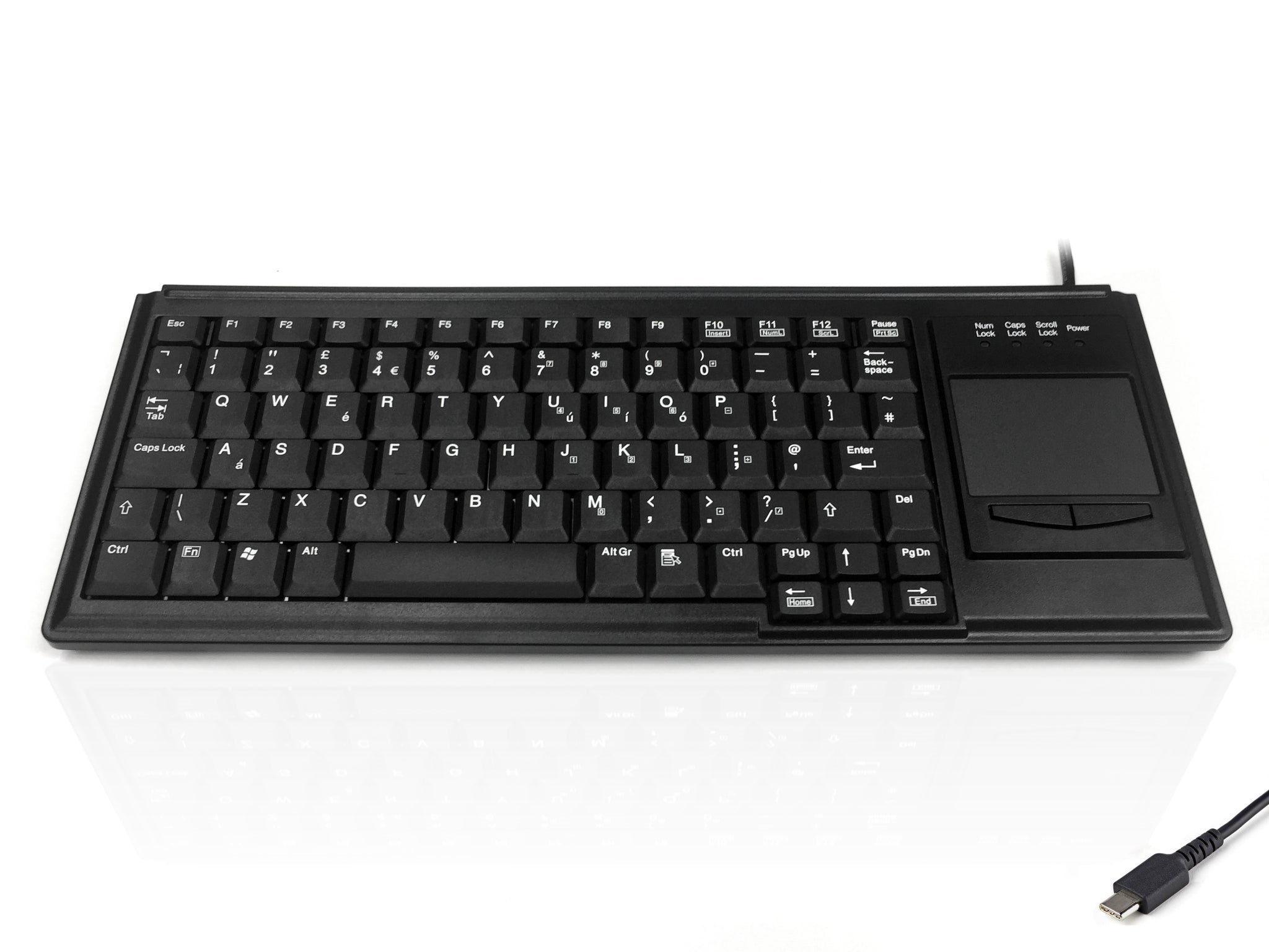 Ceratech KYB500-K82B-C Wired USB Touchpad Keyboard, QWERTY (UK), Black