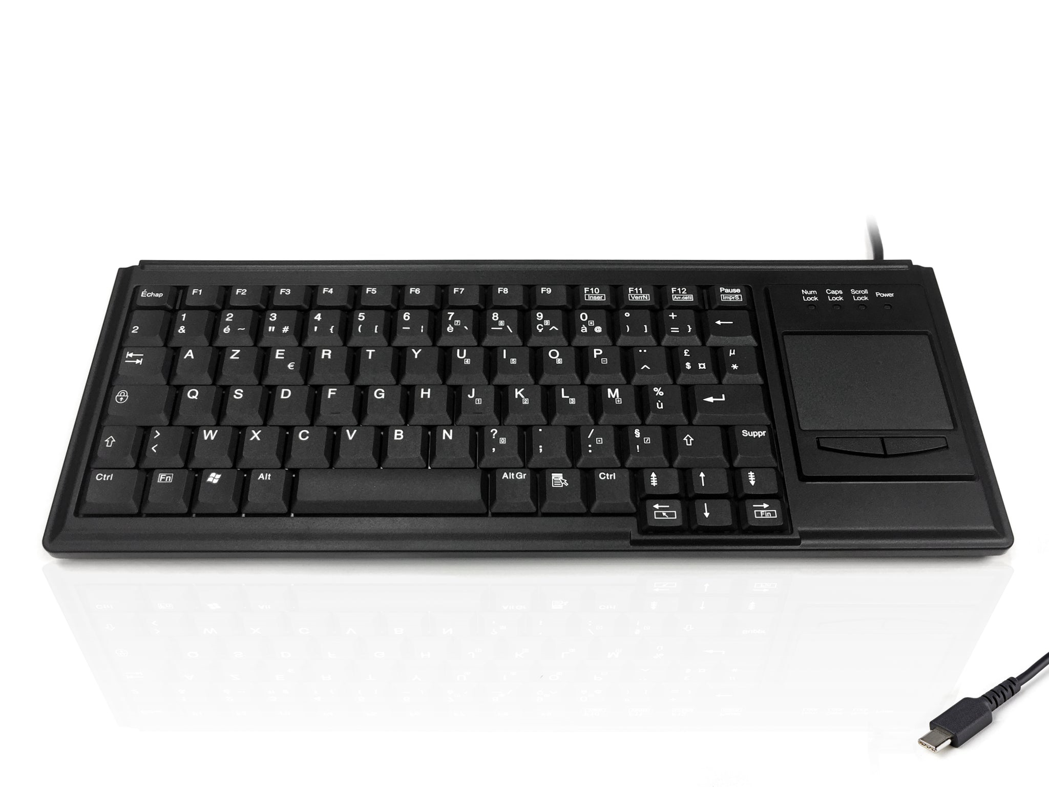 Ceratech KYB500-K82B-FR-C Wired USB Touchpad Keyboard, QWERTY (French), Black
