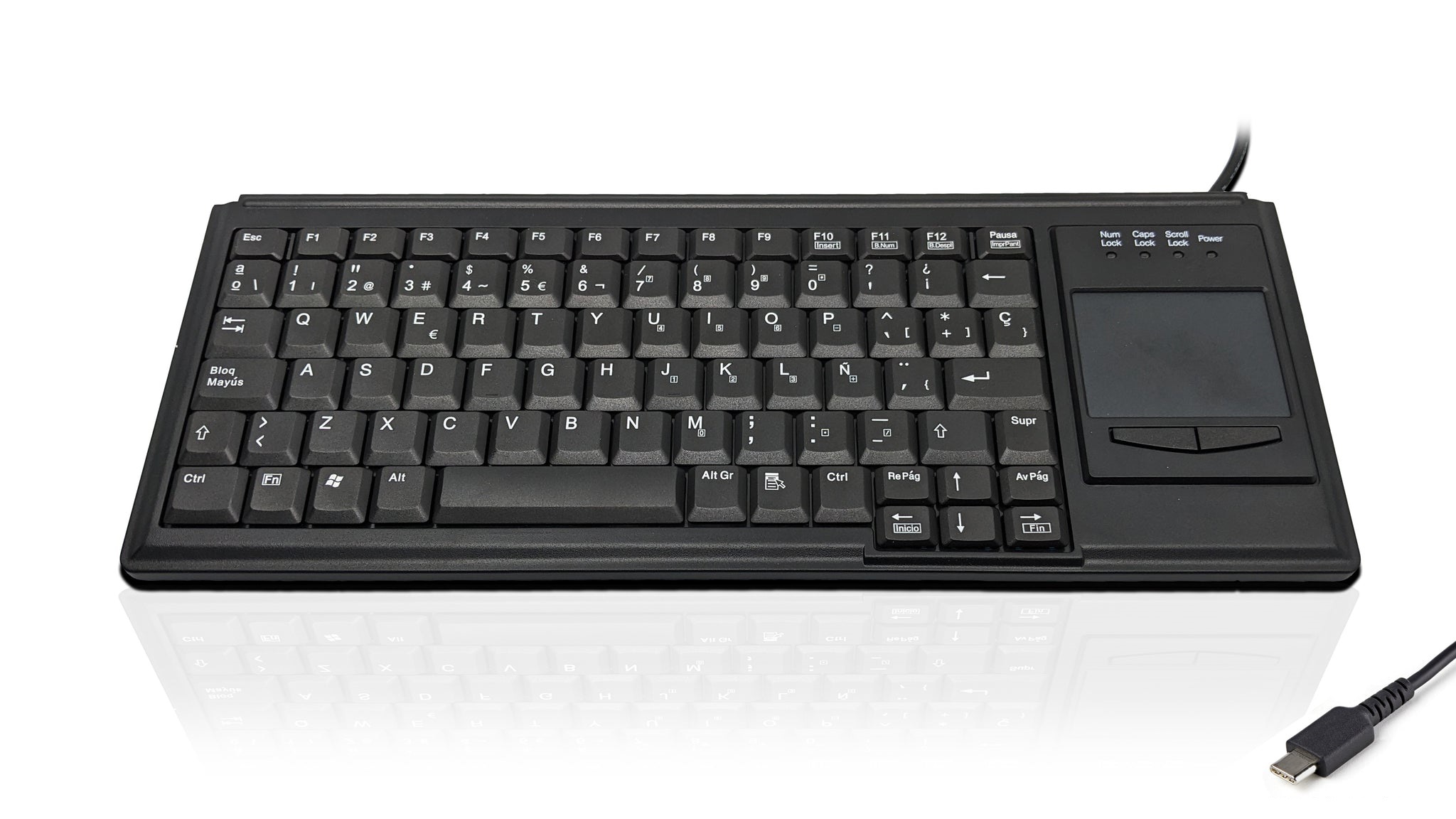 Ceratech KYB500-K82B-SP-C Wired USB Touchpad Keyboard, QWERTY (Spain), Black