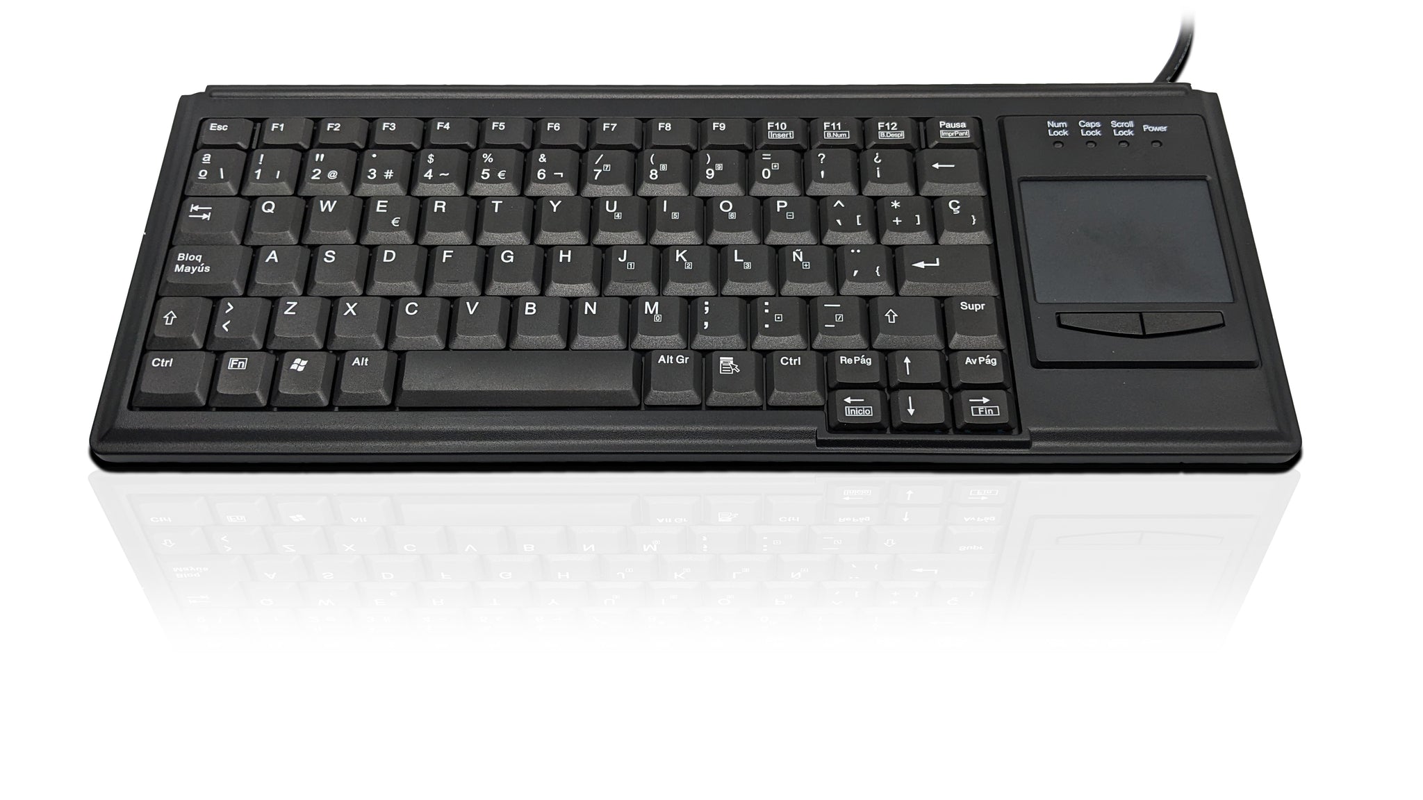 Ceratech KYB500-K82B-SP Wired USB Touchpad Keyboard, QWERTY (Spain), Black
