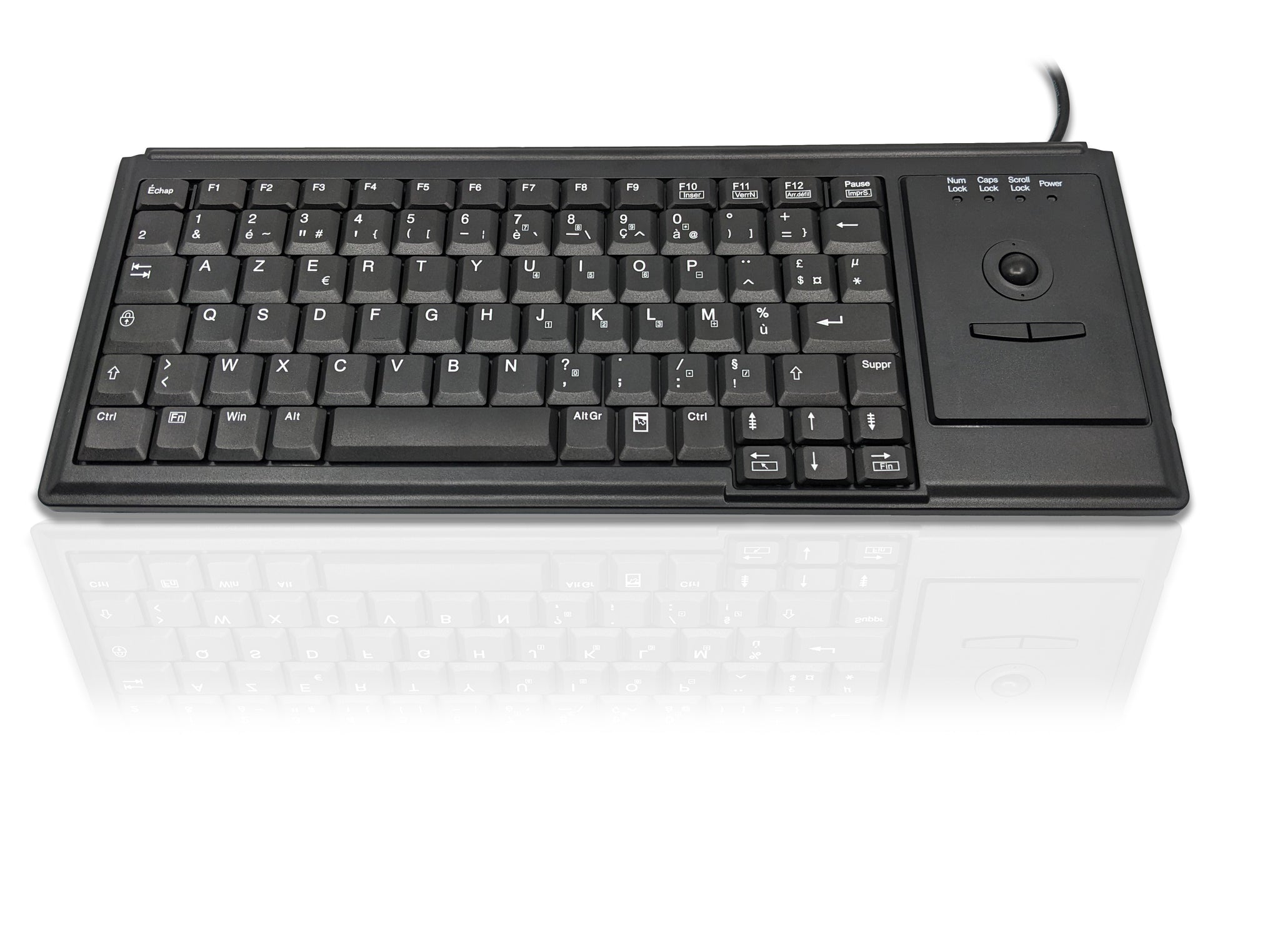Ceratech KYB500-K82D-FR Wired USB Trackball Keyboard, QWERTY (French), Black