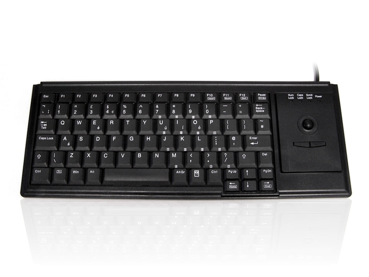 Ceratech KYB500-K82D Wired USB Trackball Keyboard, QWERTY (UK), Black