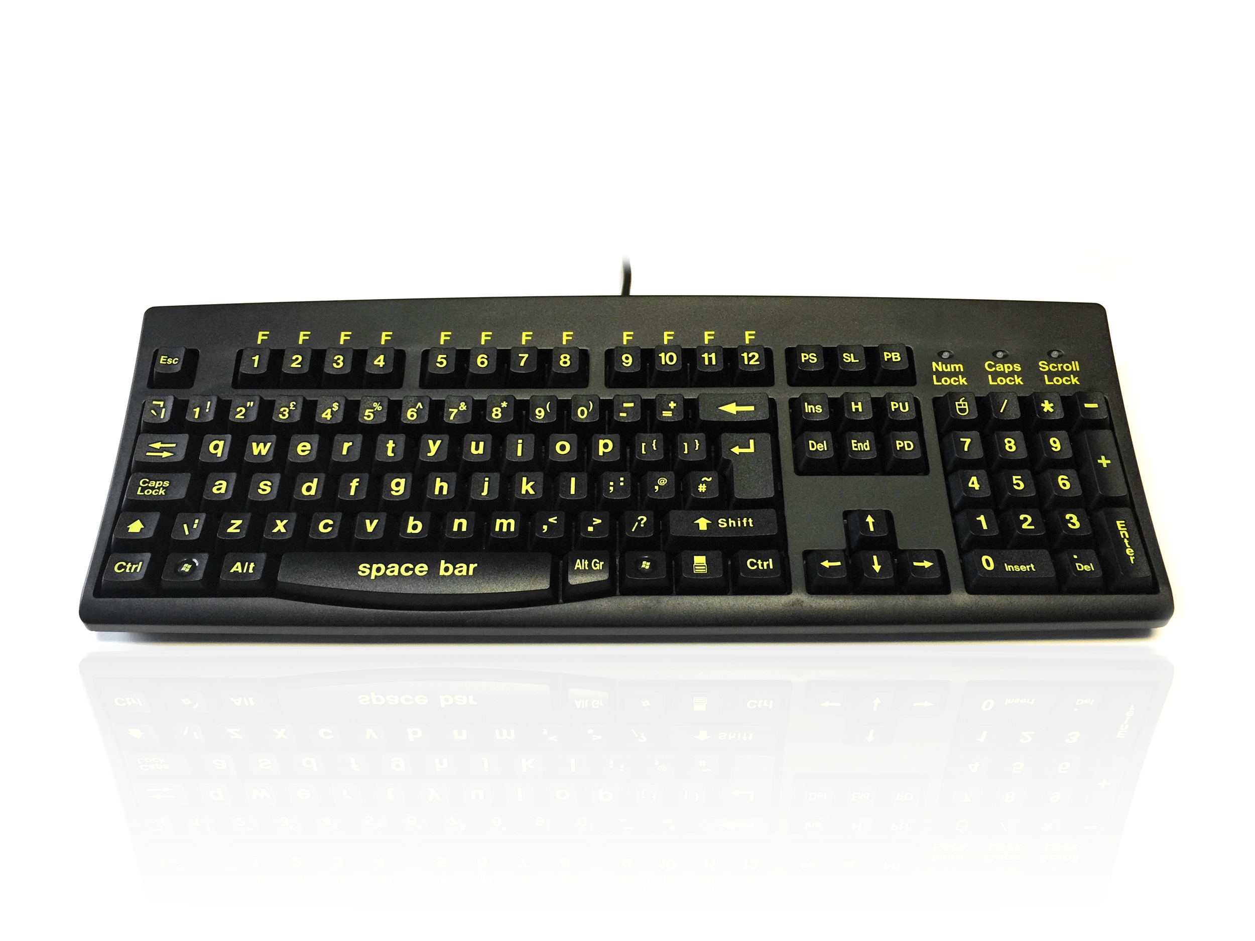 Ceratech KYBAC260-HIVISLO Wired USB Standard Keyboard, QWERTY (UK), Black