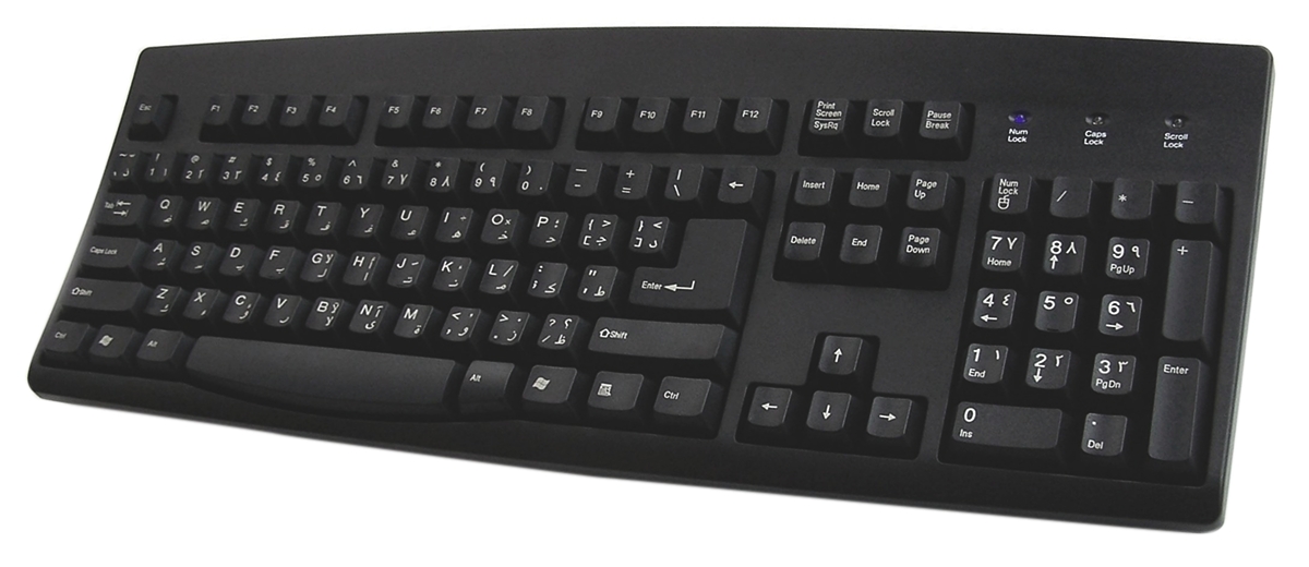 Ceratech Wired USB, PS2 Standard Keyboard, QWERTY (Arabic), Black
