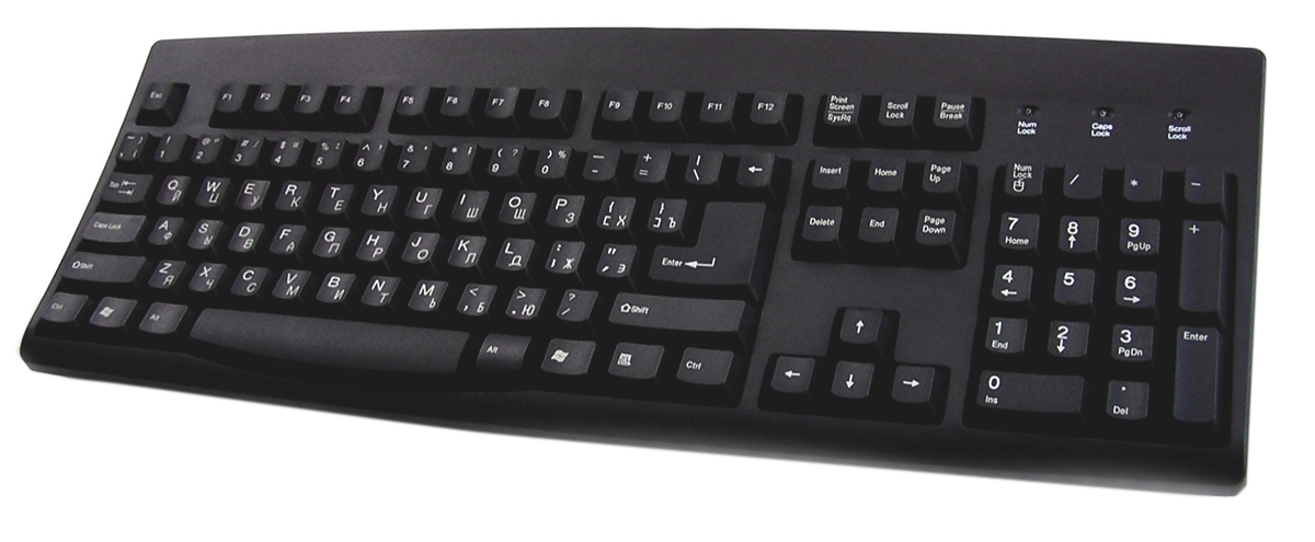 Ceratech Wired PS2, USB Standard Keyboard, QWERTY (Cyrillic), Black