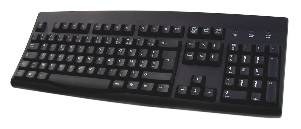 Ceratech Wired USB, PS2 Standard Keyboard, AZERTY, Black
