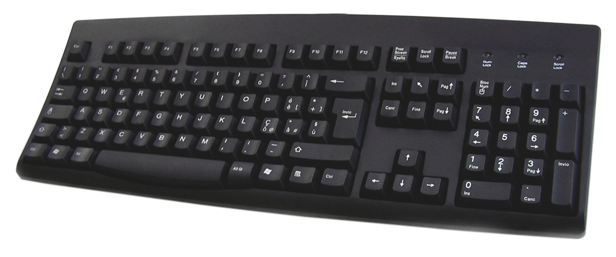 Ceratech Wired USB, PS2 Standard Keyboard, QWERTY (Italy), Black