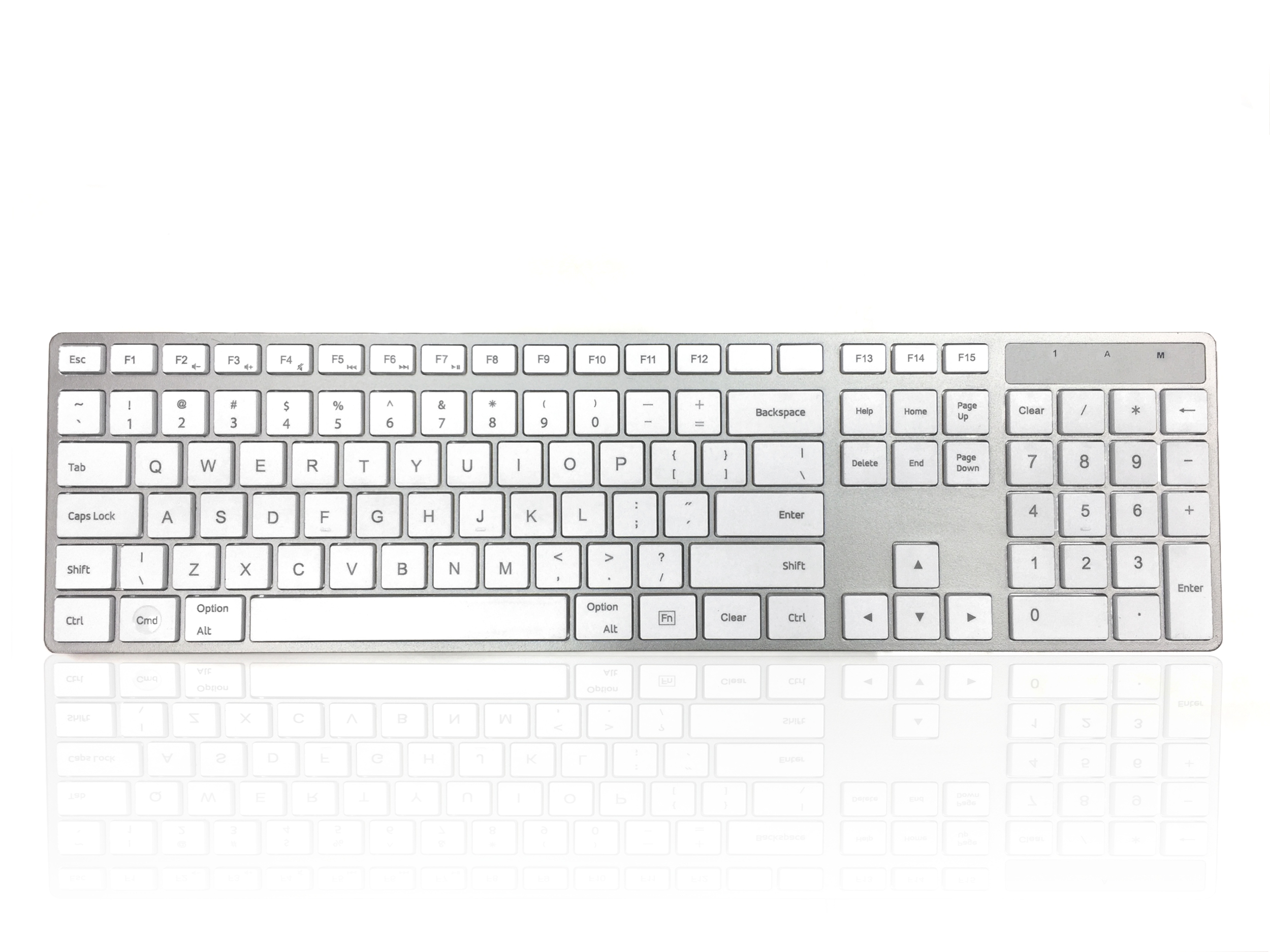Ceratech KYBAC301-BTMACUS Wireless USB Multimedia Keyboard, QWERTY (US), White, Silver