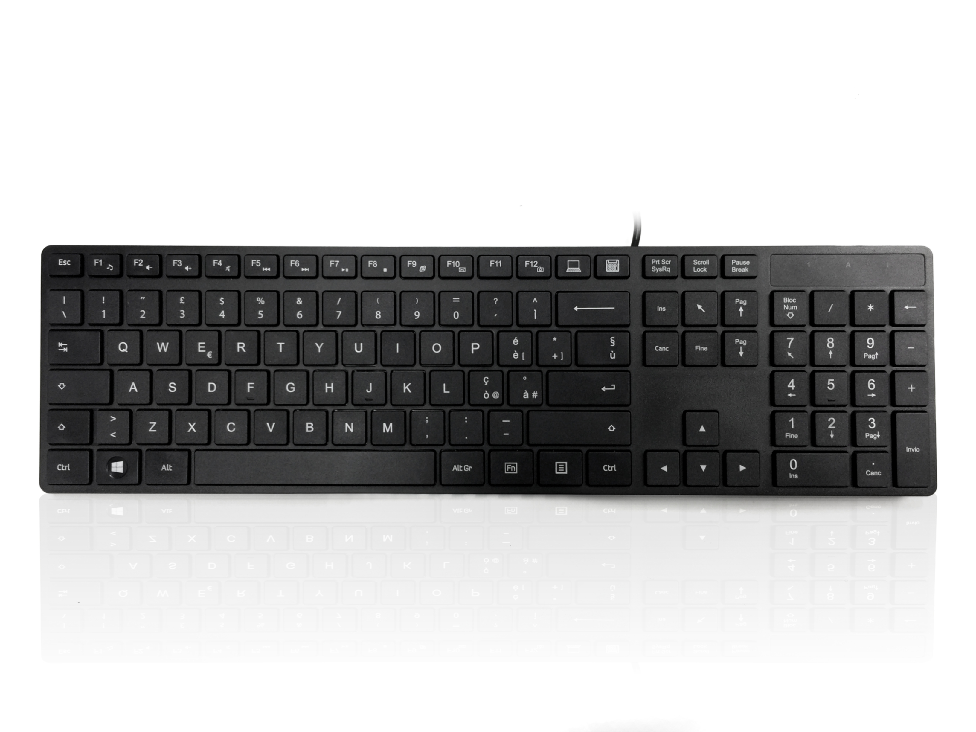 Ceratech KYBAC301-PBLK-IT Wired PS2 Multimedia Keyboard, QWERTY (Italy), Black