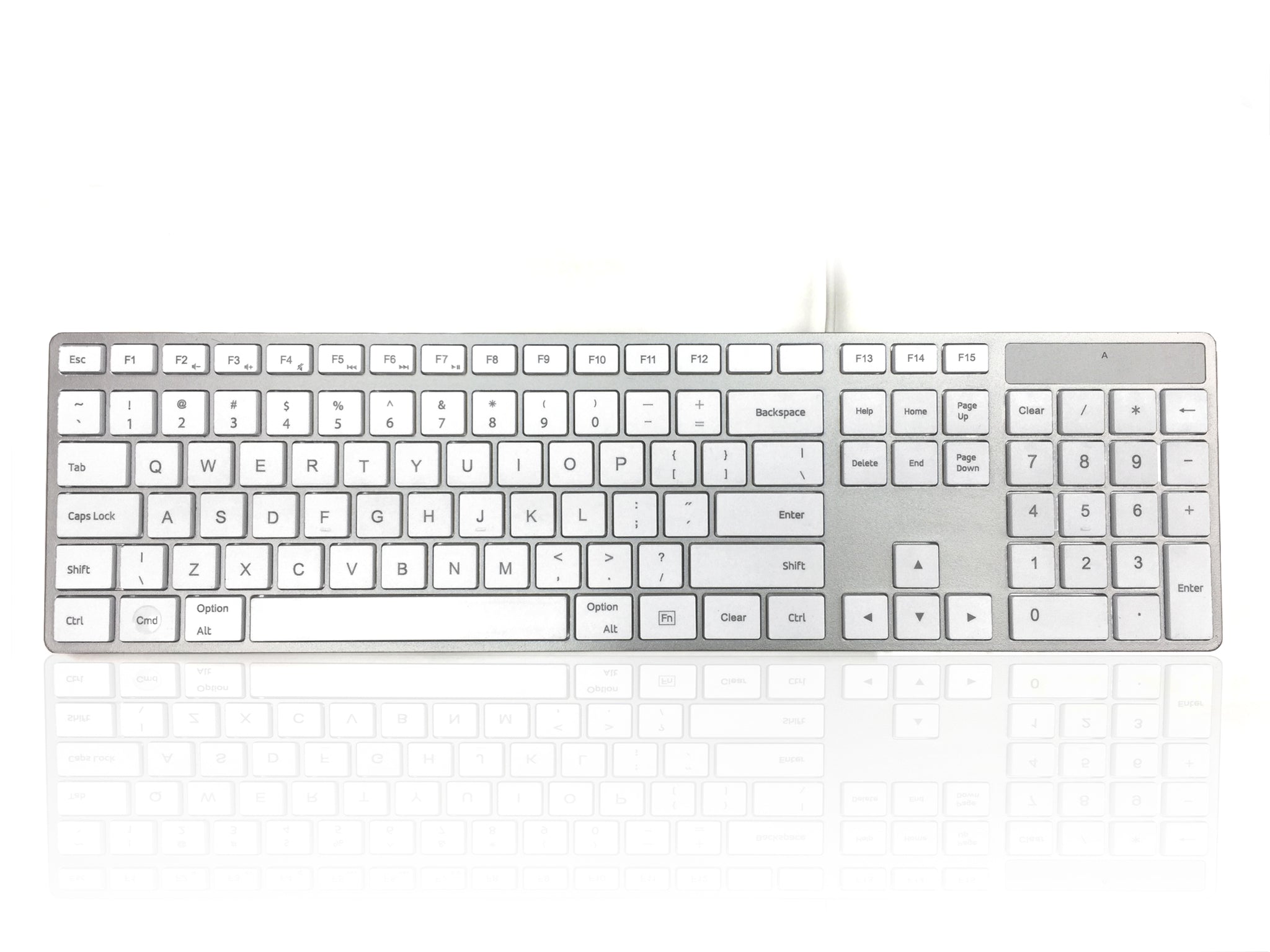 Ceratech KYBAC301-UCMACUS Wired USB Multimedia Keyboard, QWERTY (US), White, Silver
