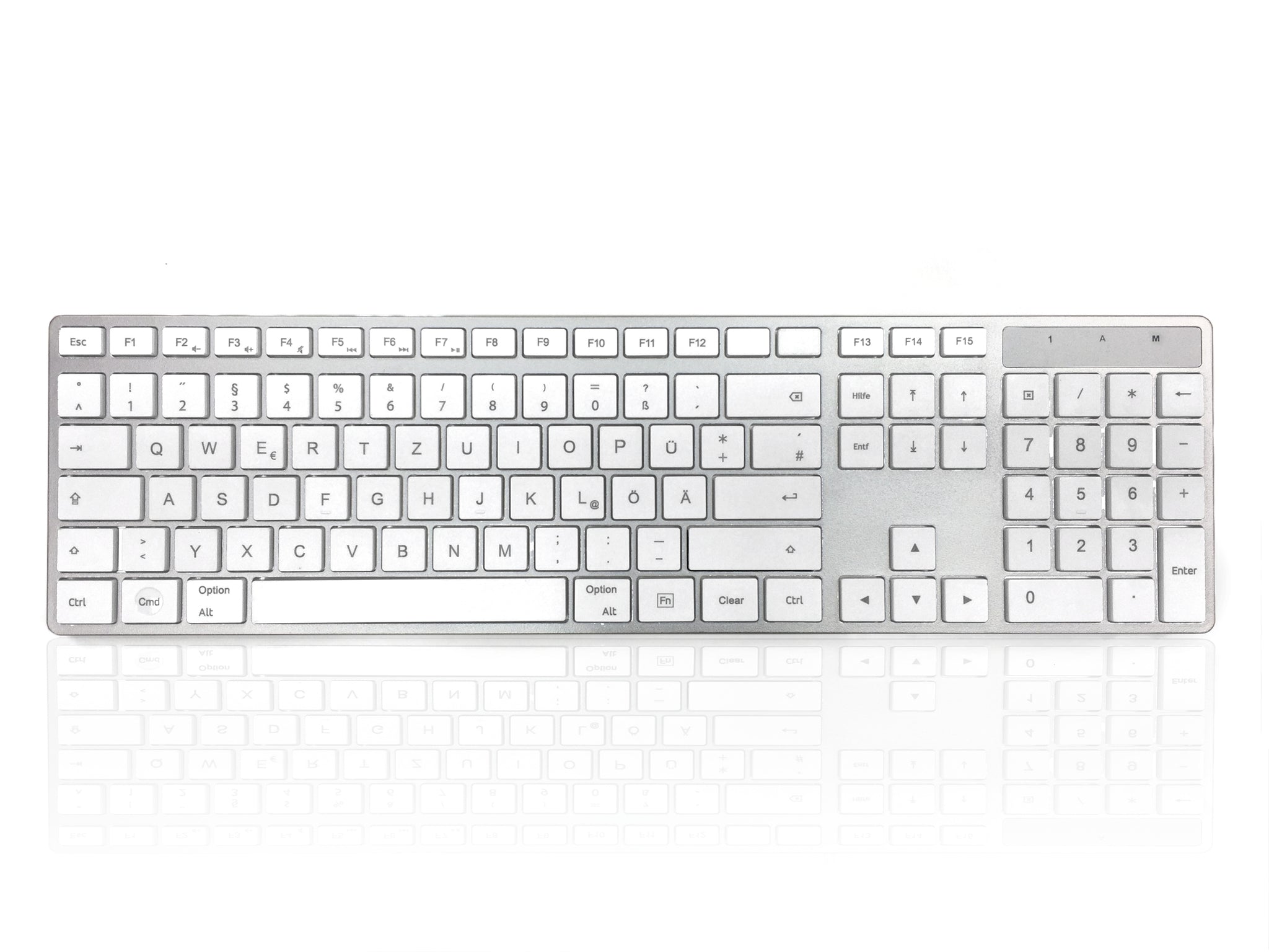 Ceratech KYBAC301-UMAC-FR Wired USB Multimedia Keyboard, QWERTZ (German), Silver, White