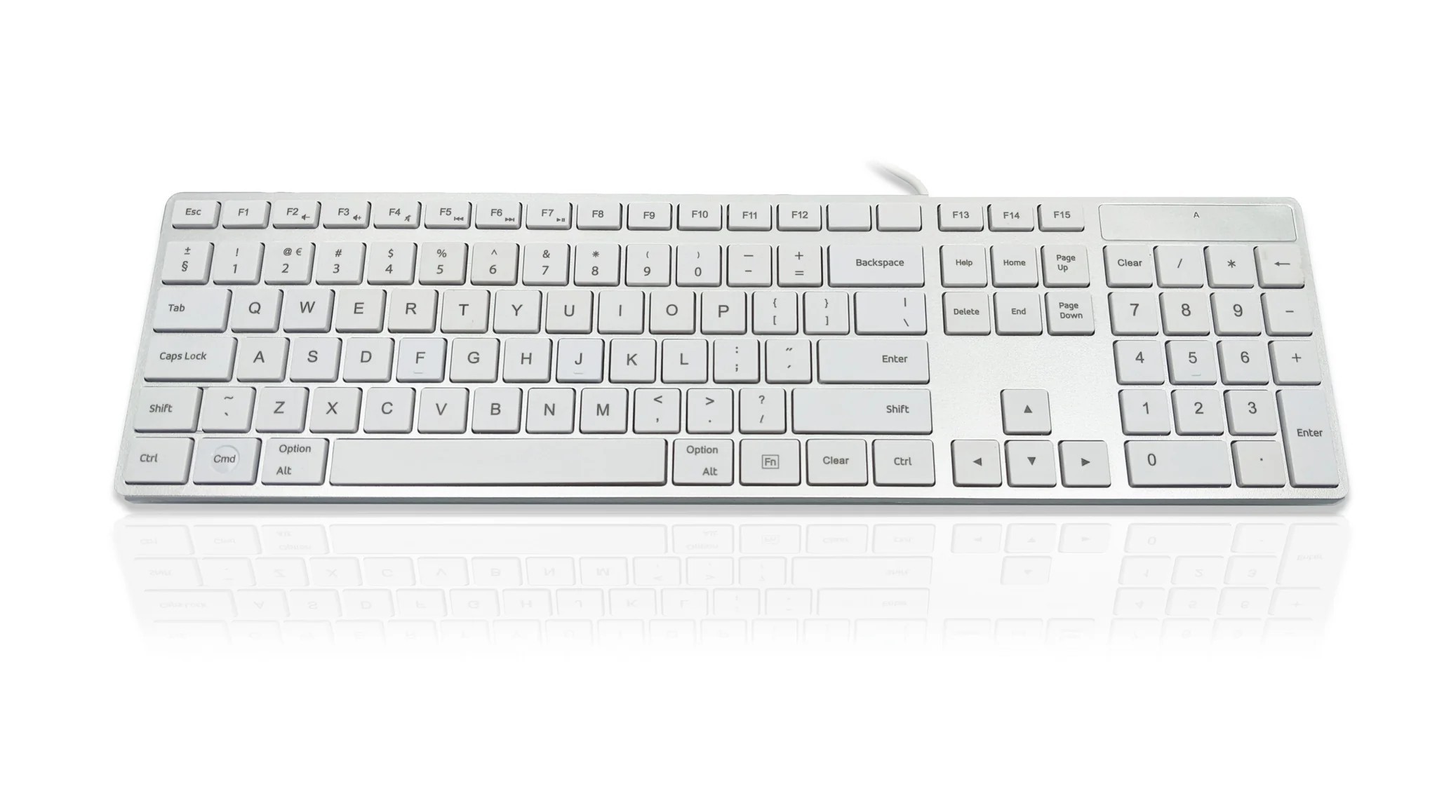 Ceratech KYBAC301-UMAC-HO Wired USB Multimedia Keyboard, QWERTY, White, Silver