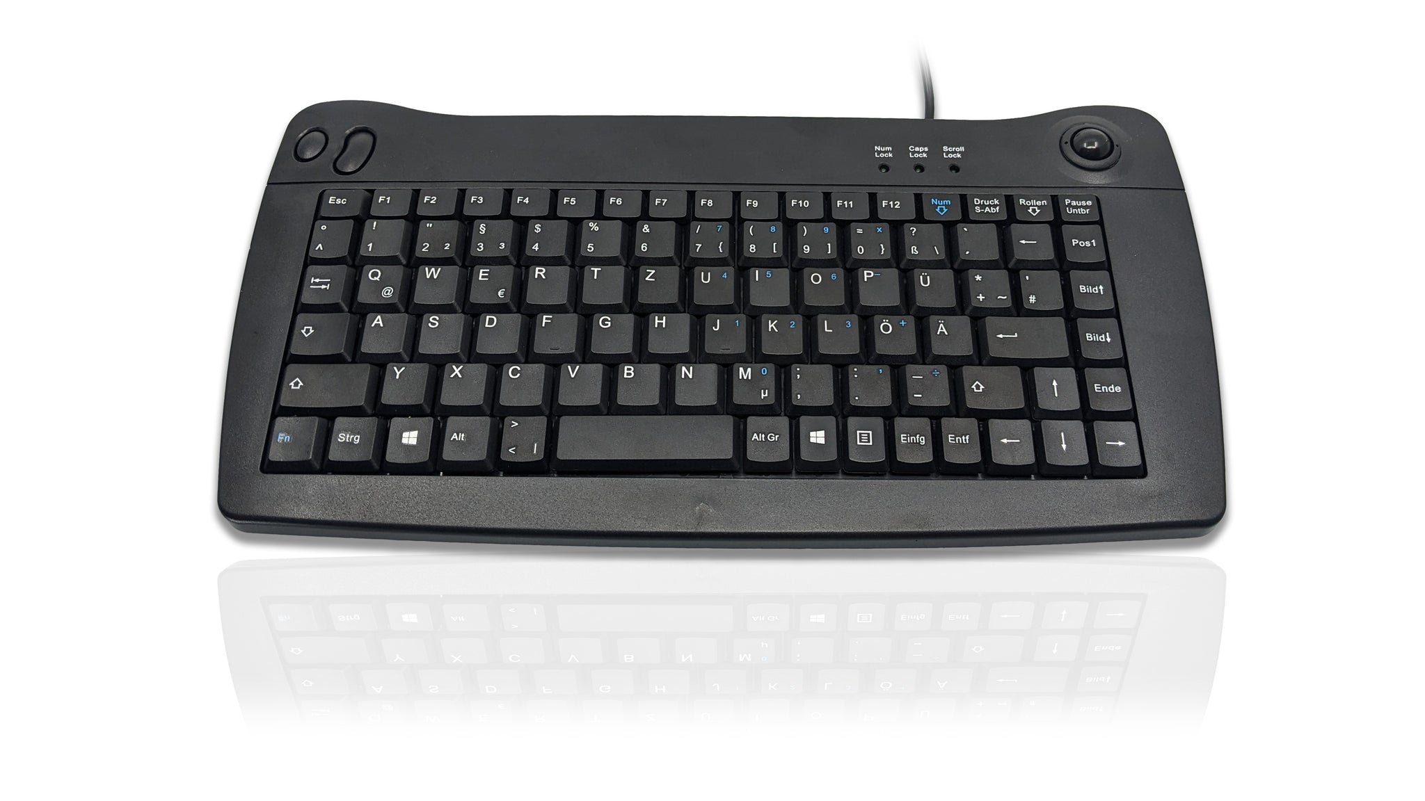 Ceratech KYBAC5010-PBKGR Wired PS2, USB Compact Keyboard, QWERTZ (German), Black