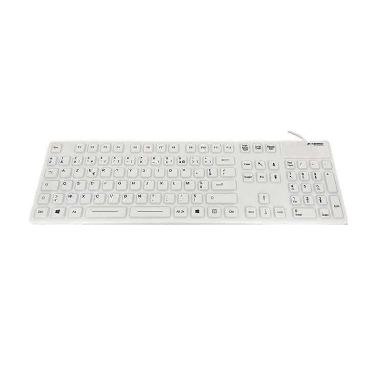 Ceratech KYBNA-SIL105WHFR Wired PS2, USB Medical Keyboard, QWERTY (French), White