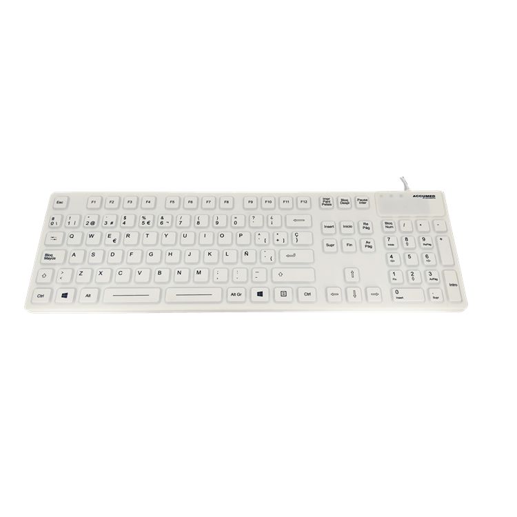 Ceratech KYBNA-SIL105WHSP Wired PS2, USB Medical Keyboard, QWERTY (Spain), White