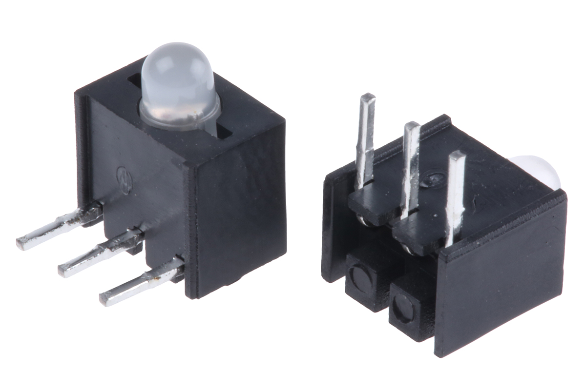 Kingbright L-130WDT/1EGW Green, Red Right Angle PCB LED Indicator, 1 LEDs 3 mm (T-1) 2.5 V