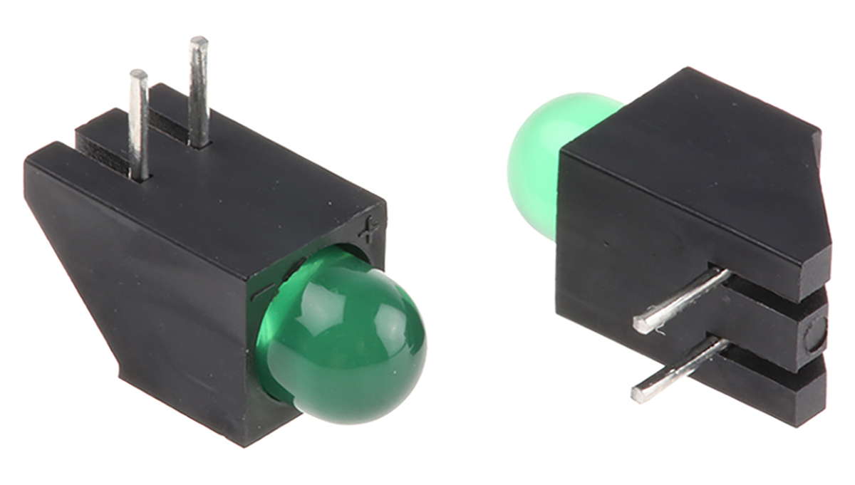 Kingbright L-1503CB/1GD Green Right Angle PCB LED Indicator, 1 LEDs 3 mm (T-1) 2.5 V