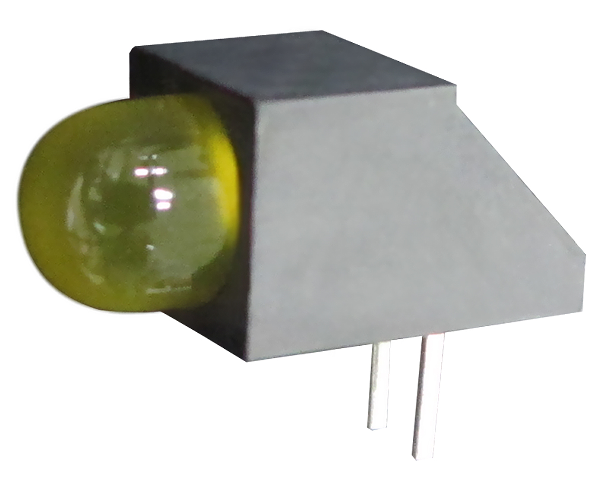 Kingbright L-1503CB/1LYD Yellow Right Angle PCB LED Indicator, 1 LEDs 3 mm (T-1) 2.5 V