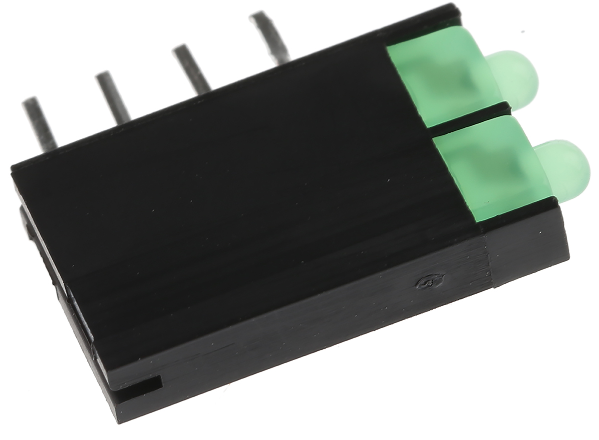 l-4060vh2gd Kingbright L-4060VH/2GD Green Right Angle PCB LED Indicator, 2 LEDs 3 mm (T-1) 2.5 V