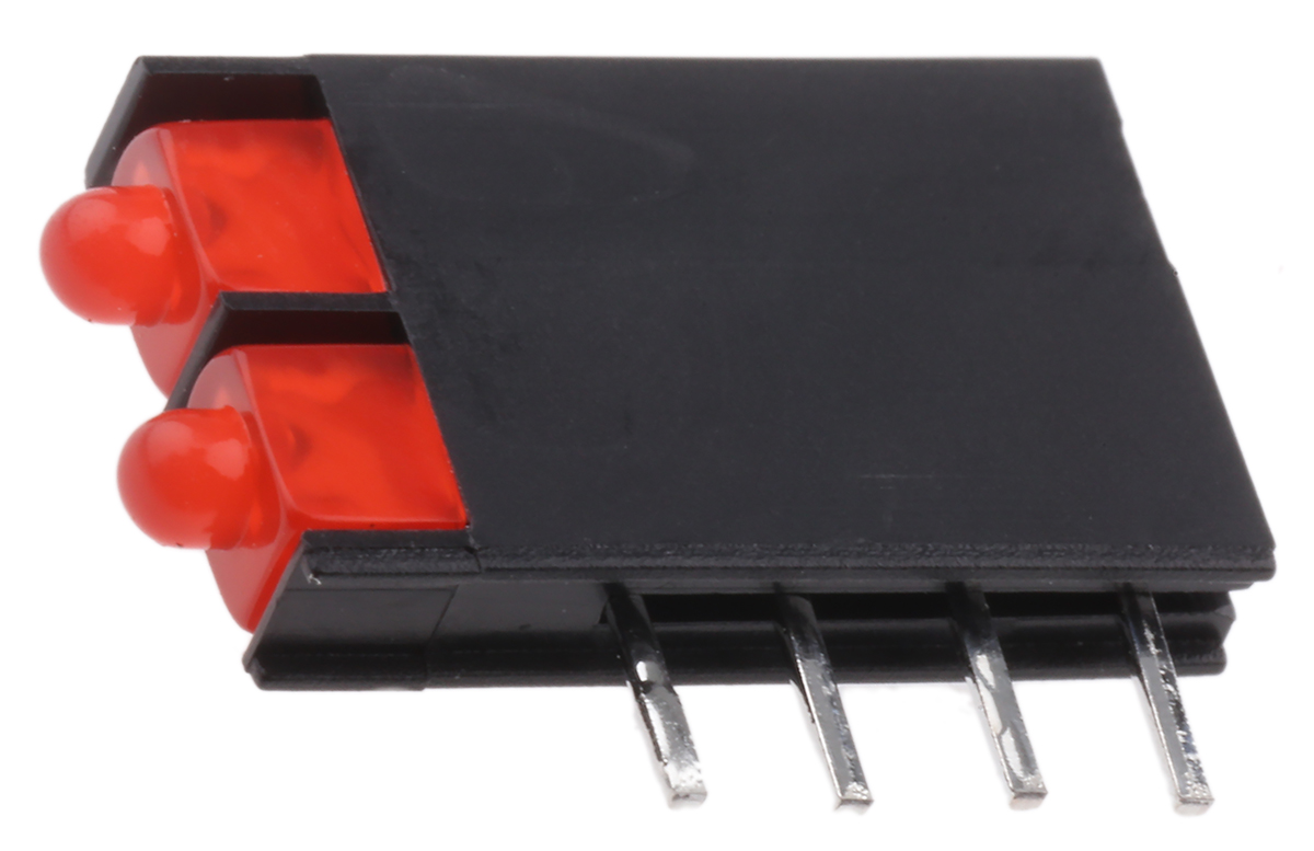 Kingbright L-4060VH/2ID Red Right Angle PCB LED Indicator, 2 LEDs 3 mm (T-1) 2.5 V