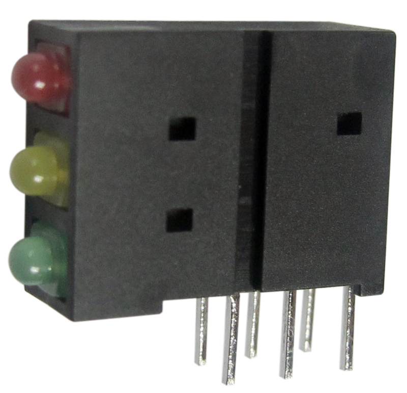 Kingbright L-4060XHA/1I1Y1GD Yellow Right Angle PCB LED Indicator, 3 LEDs 3 mm (T-1) 2.5 V