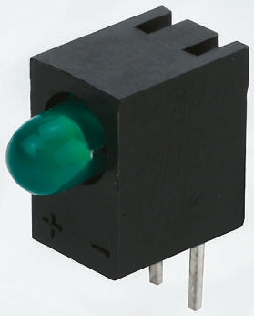 Kingbright L-710A8EW/1LGD Green Right Angle PCB LED Indicator, 1 LEDs 3 mm (T-1) 2.5 V