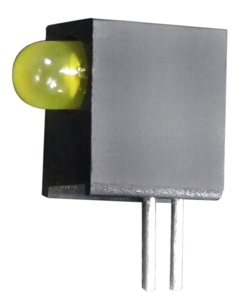 Kingbright L-710A8EW/1YD Yellow Right Angle PCB LED Indicator, 1 LEDs 3 mm (T-1) 2.5 V