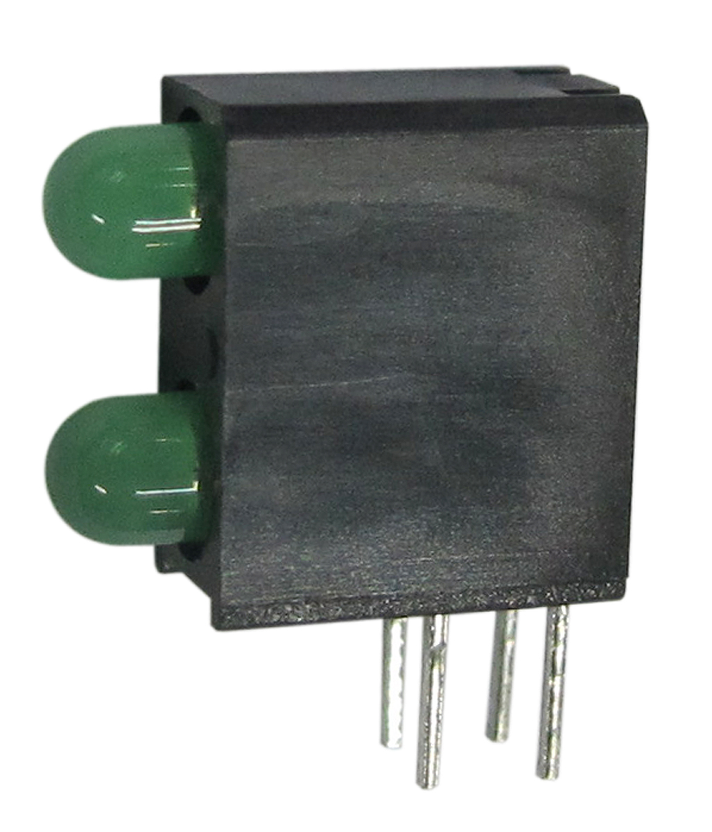 Kingbright L-710A8MD/2GD Green, Red Right Angle PCB LED Indicator, 2 LEDs 3 mm (T-1) 2.5 V