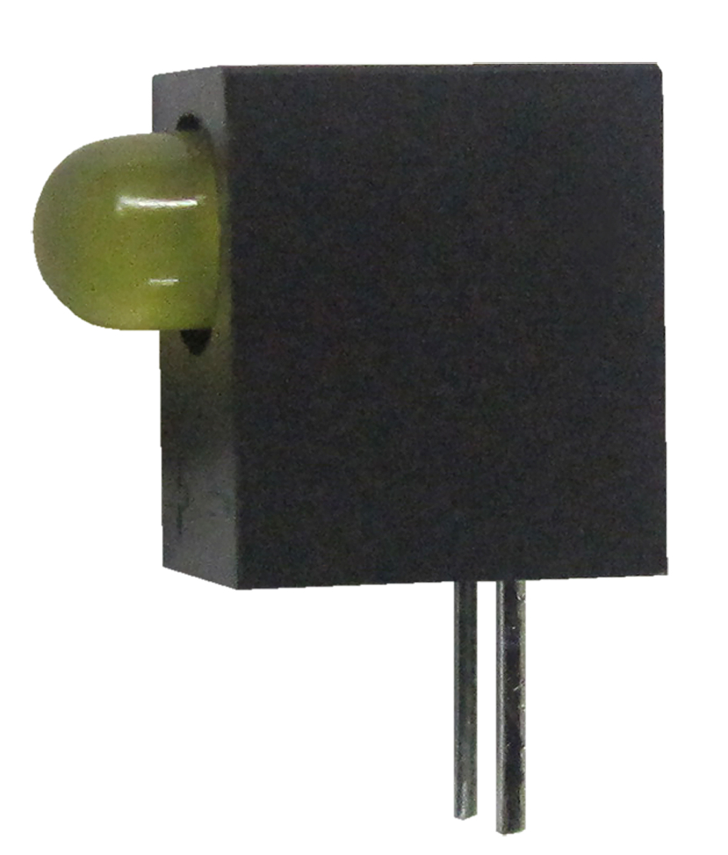 Kingbright L-93A8CB/1YD Yellow Right Angle PCB LED Indicator, 1 LEDs 3 mm (T-1) 2.5 V