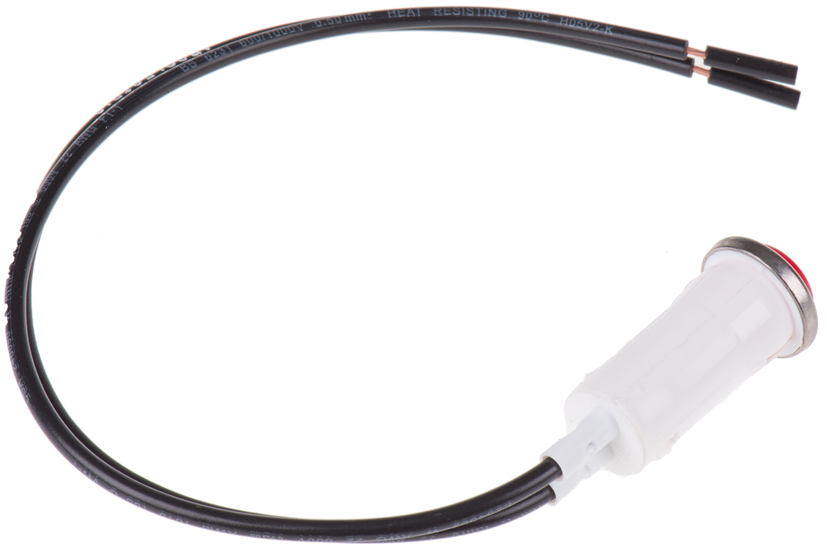 l006700naa Arcolectric (Bulgin) Ltd 0067 Series Red Panel Mount Indicator, 230V ac, Lead Wire Termination Panel Mount