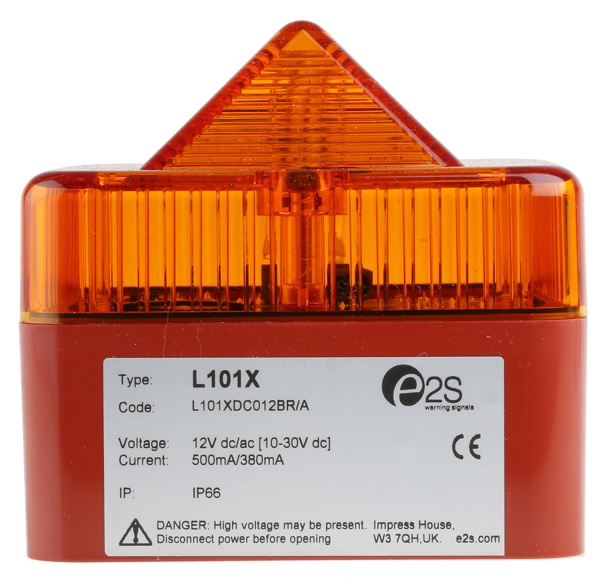 l101xdc012bra e2s L101X Series Amber Flashing Beacon 230V ac/dc, Xenon Bulb Surface, IP66