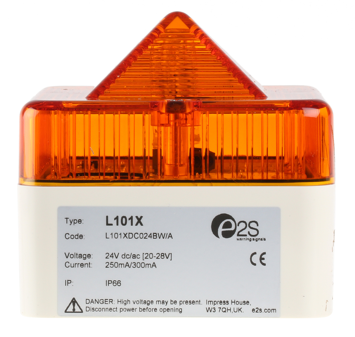 l101xdc024bwa e2s L101X Series Amber Flashing Beacon 230V ac/dc, Xenon Bulb Surface, IP66