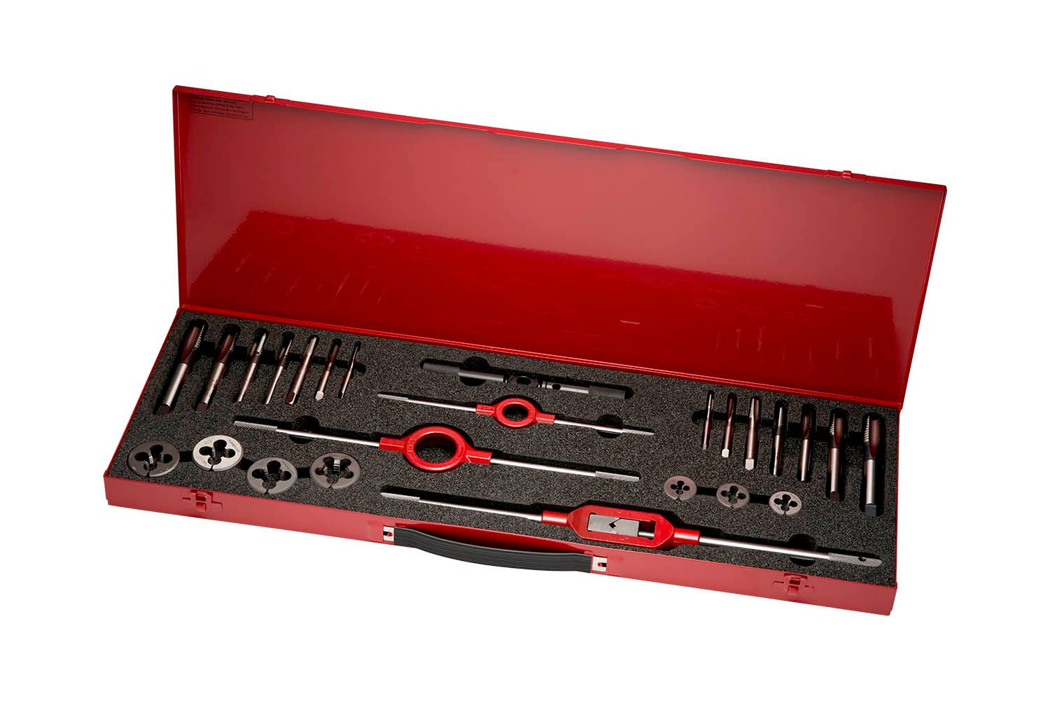 Dormer 27-Piece HSS Thread Tap & Die Set, 1/4 in UNC - 3/4 in UNC Taps, 1/4 in UNC - 3/4 inch Dies