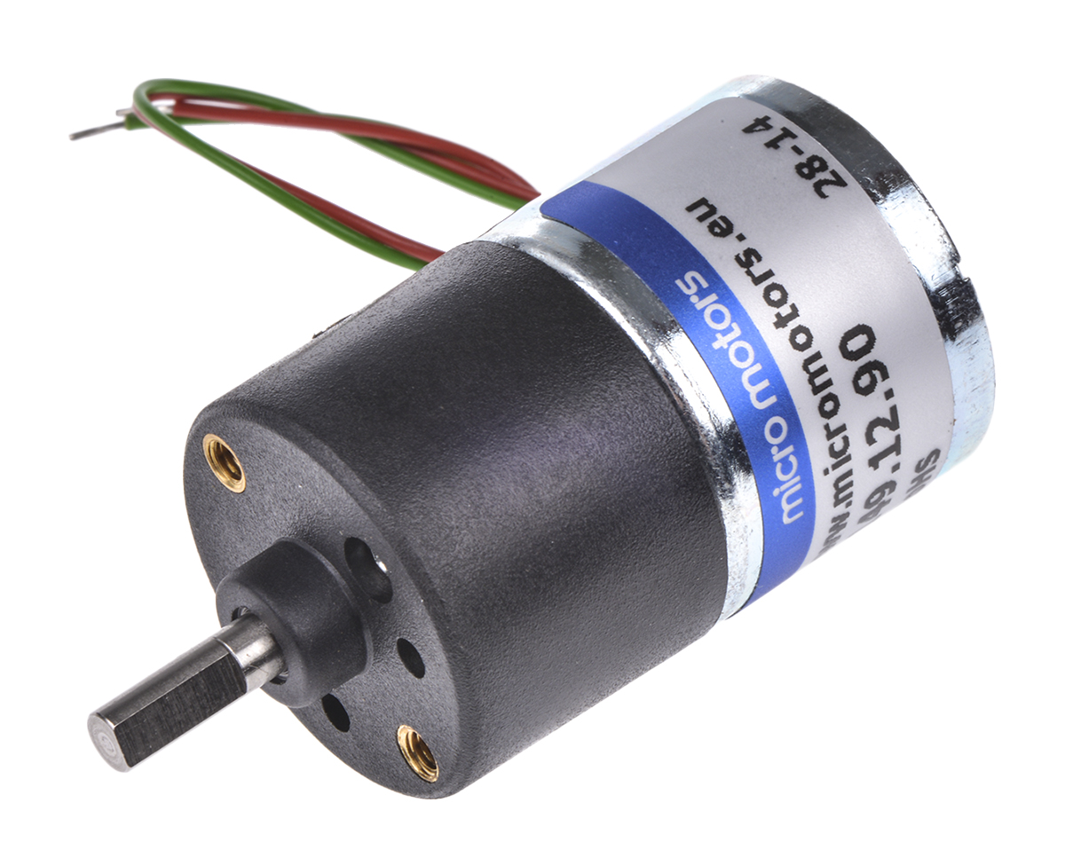 Micromotors Brushed Geared DC Geared Motor, 12V dc, 8 Ncm, 18rpm, 4 mm Shaft Diameter
