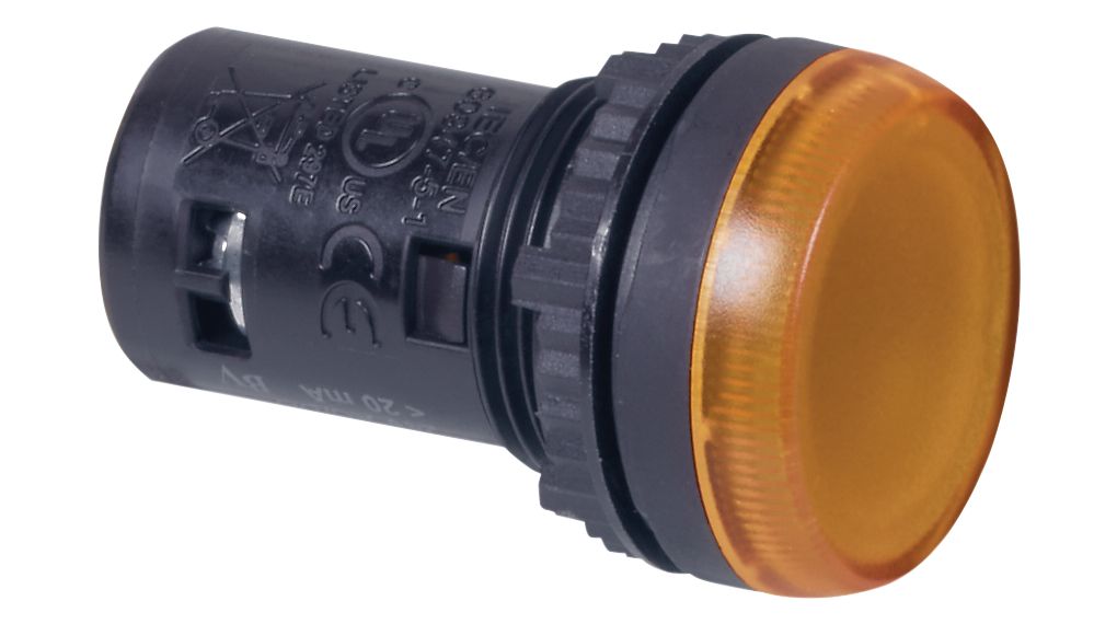 BACO Yellow LED Indicator Lamp, 24V ac/dc, 22 mm Diameter