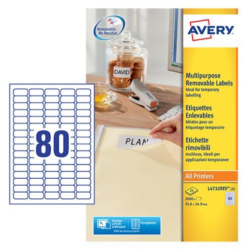 Avery White Adhesive High Visibility Label Sheet, Pack of 25 Per Pack