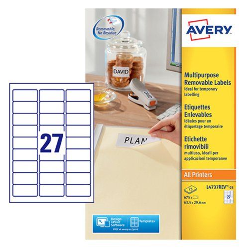Avery White Adhesive High Visibility Label Sheet, Pack of 25 Per Pack