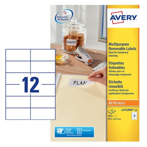 Avery White Adhesive High Visibility Label Sheet, Pack of 25 Per Pack