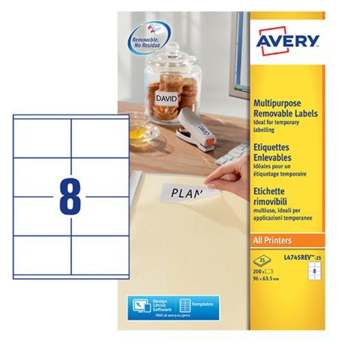 Avery White Adhesive High Visibility Label Sheet, Pack of 25 Per Pack