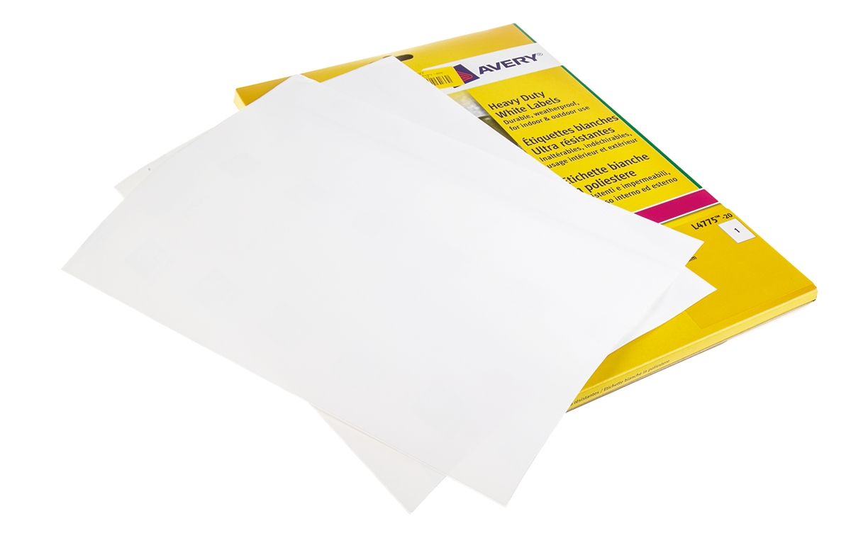 Avery White Adhesive Heavy duty Label Sheet, Pack of 20 Per Pack