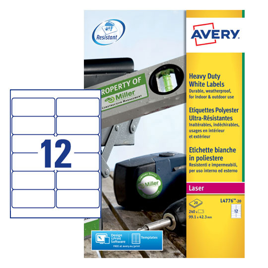 l4776-20 Avery White Laser Printer Label
