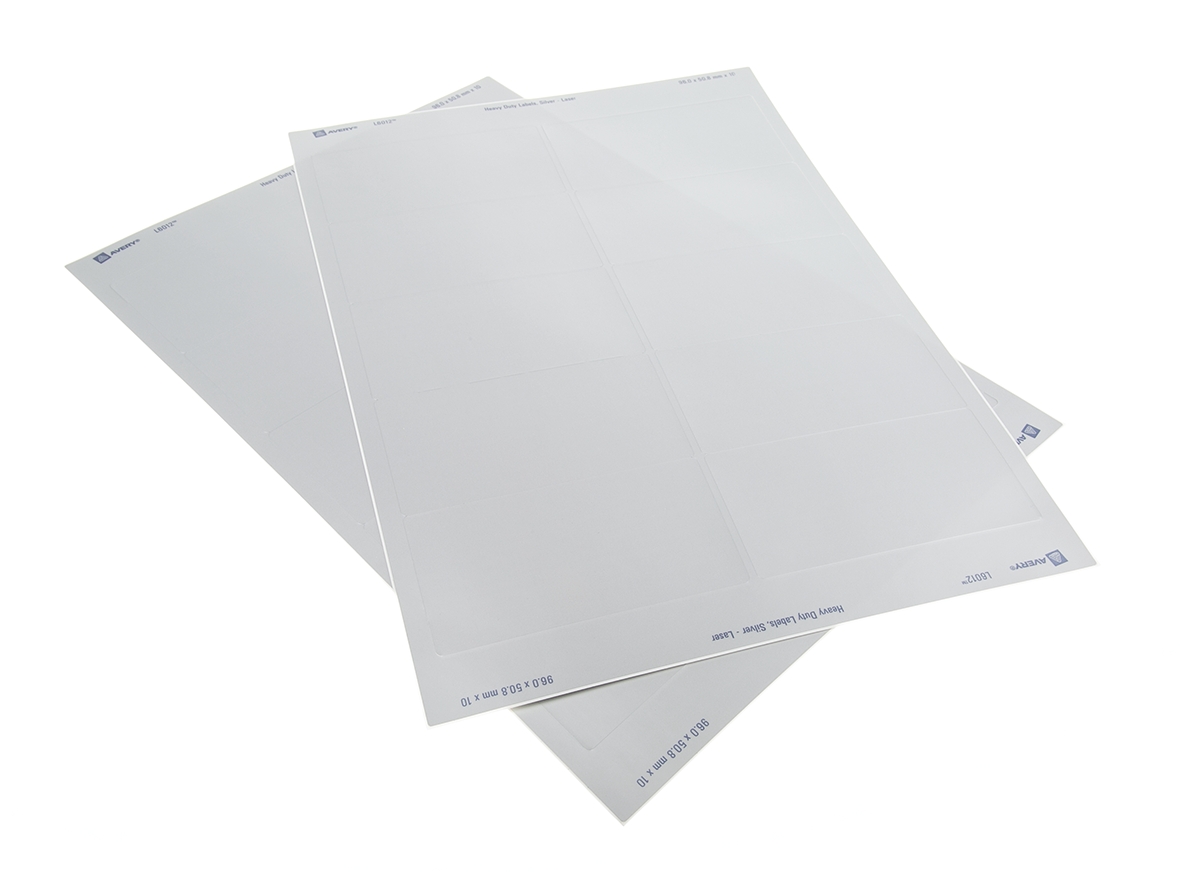 Avery Silver Adhesive Heavy duty Label Sheet, Pack of 20 Per Pack