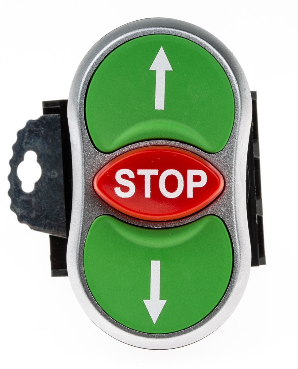 l61ba22 BACO Green, Red Spring Return Push Button Head, 22 mm Cutout, IP66